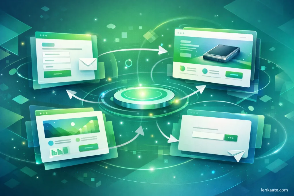 أنواع صفحات الهبوط المختلفة مع تصميمات متعددة توضح استخدام كل نوع في التسويق وزيادة التحويل