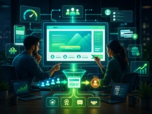 تصميم يوضح أفضل ممارسات تصميم صفحات الهبوط عالية التحويل مع عناصر تحسين الأداء والمبيعات